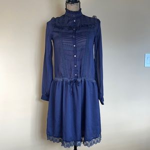 Mock Neck Lace Detail Dress